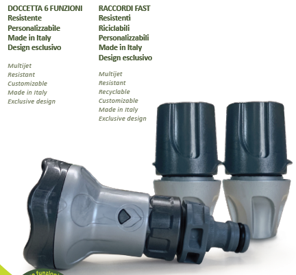 Multi-jet shower + 2 quick connector (1/2" - 5/8")