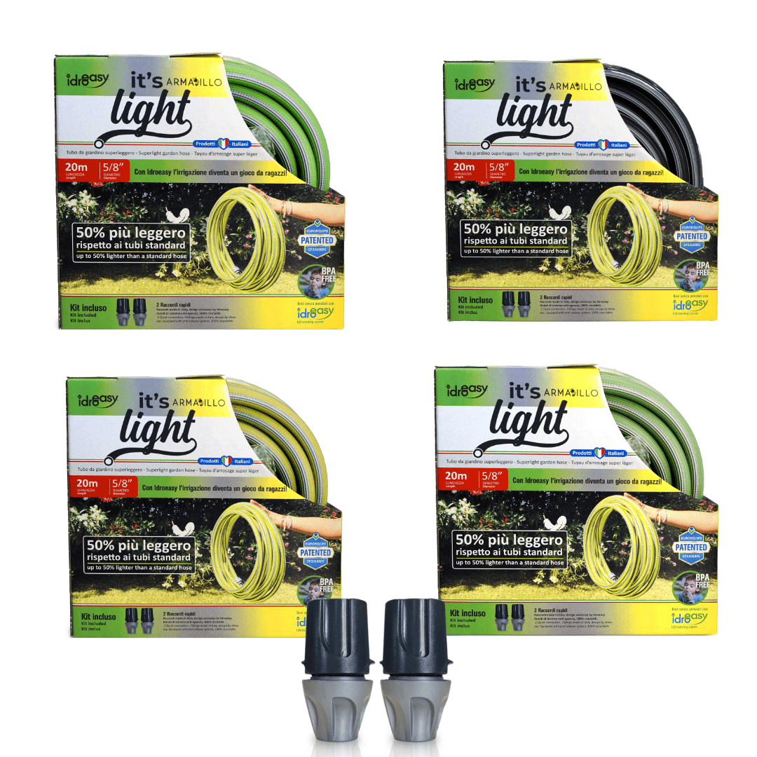 Lightweight Garden Hose 20m - 5/8'' + Quick Connectors (It's Light Armadillo Colors)