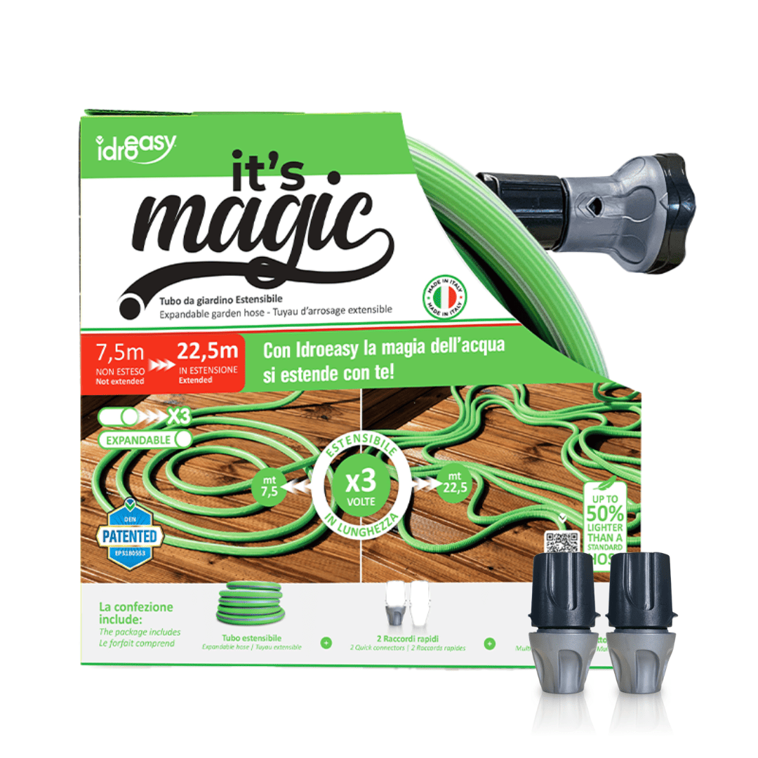 Expandable Garden Hose (15 / 22,5 / 30 m) - 5/8'' + Nozzle + Quick Connectors (It's Magic Soft)