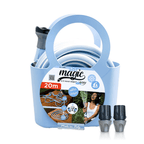 Expandable Garden Hose (10 / 20 m) - 5/8'' + Nozzle + Quick Connectors (It's Magic Soft Pastel Blue)