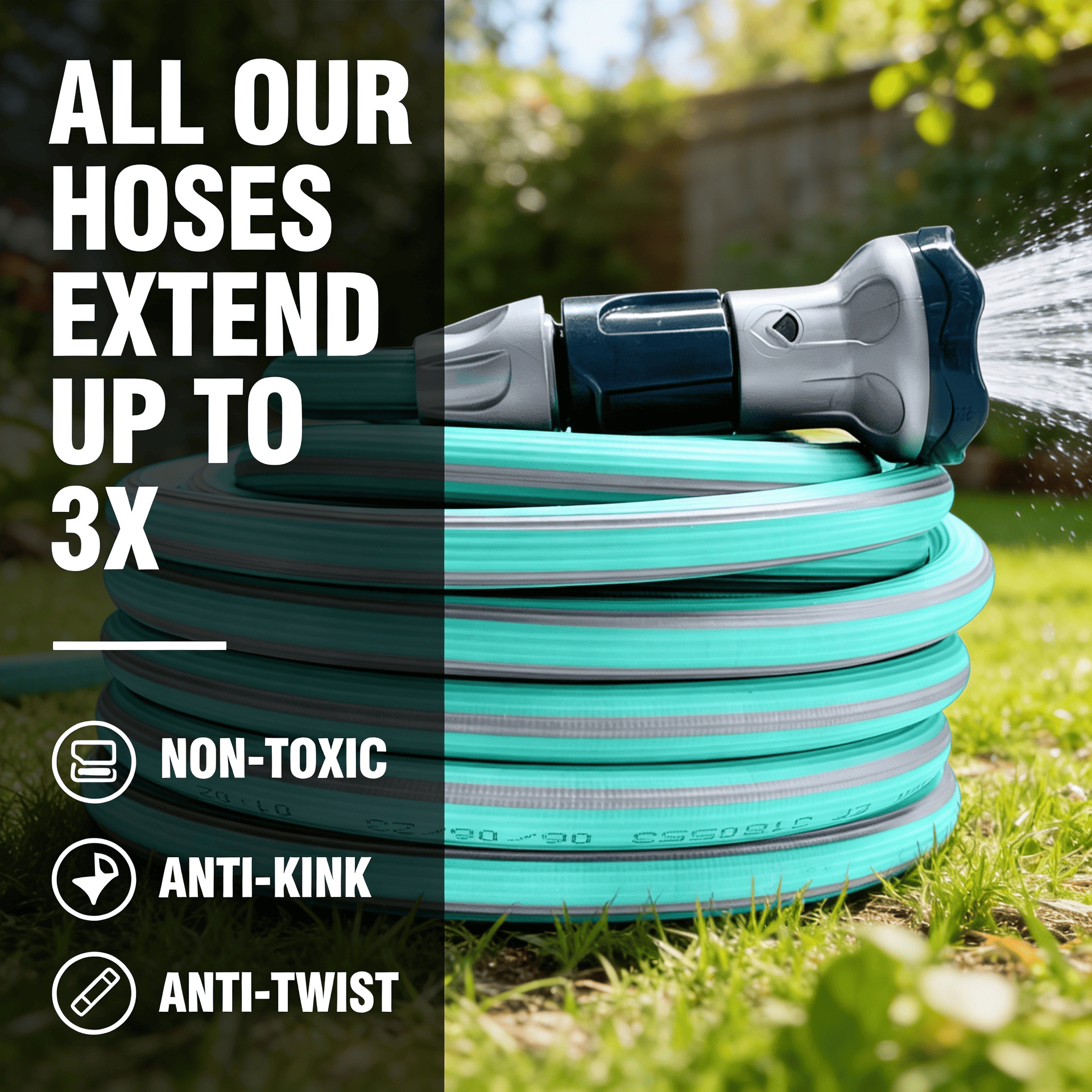 Expandable Garden Hose (7,5 / 15 / 22,5 / 30 m)- 1/2'' + Nozzle + Quick Connectors (It's Magic Smart)